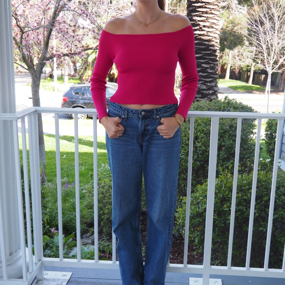 Pink off the shoulder top
